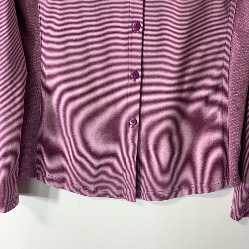 Prana Kinley in Vivid Viola Pinstripe Outdoor Shirt Top Long Sleeve Stretch Sz M - Picture 6 of 14